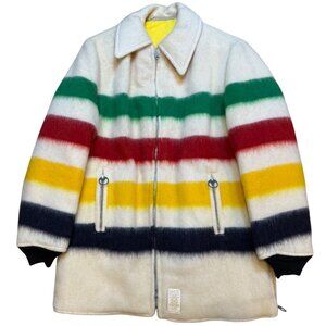 Vintage 60s Hudson Bay 4 Point Wool Blanket Coat M/L